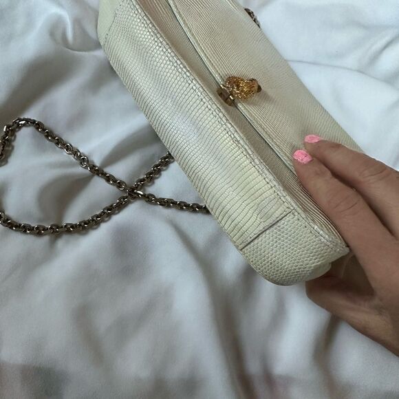 Beautiful Gucci white lizard gold closures chain strap, 80's - Picture 12 of 16